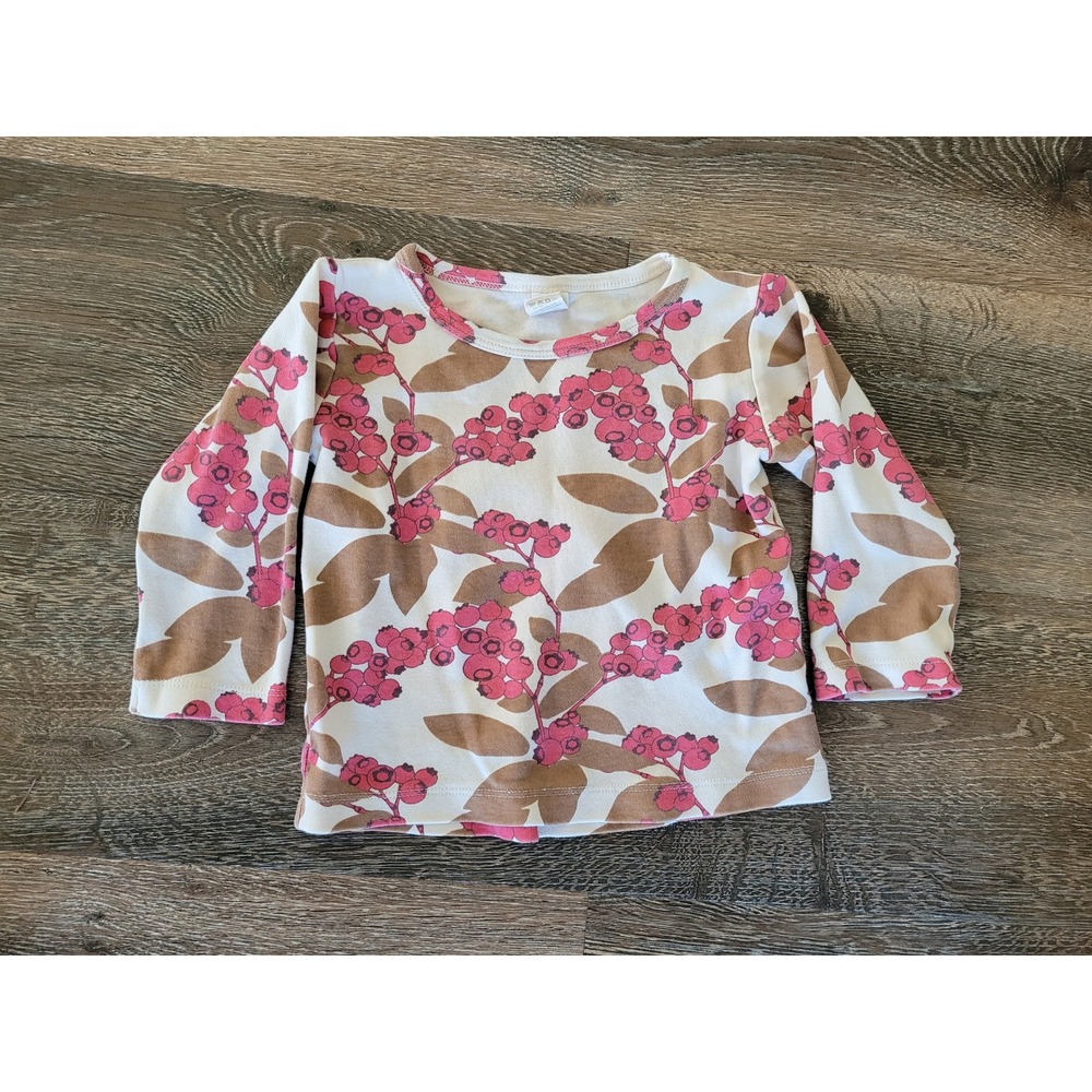 Kate Quinn Toddler‎ Girls 3T Long Sleeve Organic Cotton Berry Print Top Cream #9